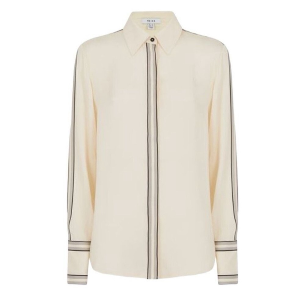 Reiss Cream Blouse with Black Stripes